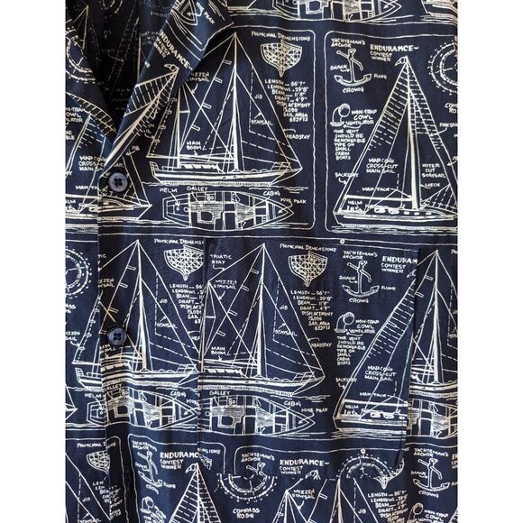 Pierre Cardin Ligne Sport Men Shirt Nautical Blue Short Sleeve Cotton VTG Size M - Picture 3 of 11